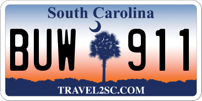SC license plate BUW911