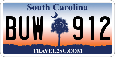 SC license plate BUW912