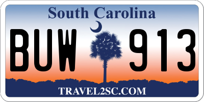SC license plate BUW913