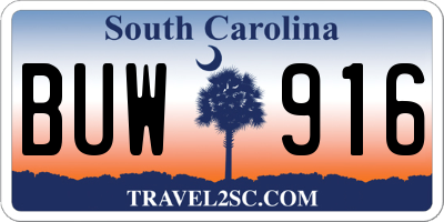SC license plate BUW916
