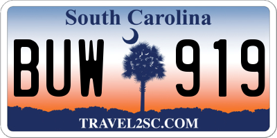 SC license plate BUW919