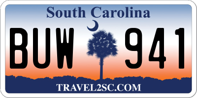 SC license plate BUW941