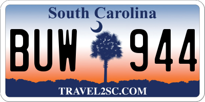 SC license plate BUW944