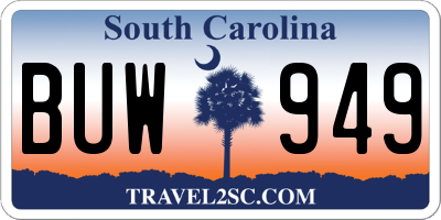 SC license plate BUW949