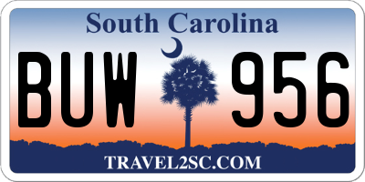 SC license plate BUW956