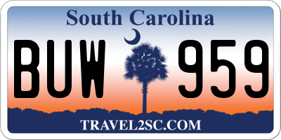 SC license plate BUW959