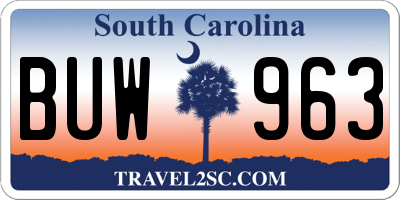 SC license plate BUW963