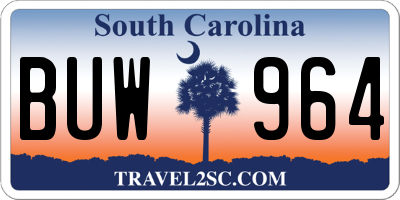 SC license plate BUW964