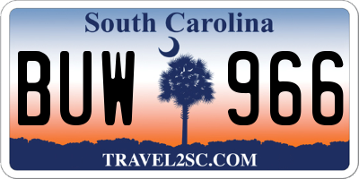 SC license plate BUW966