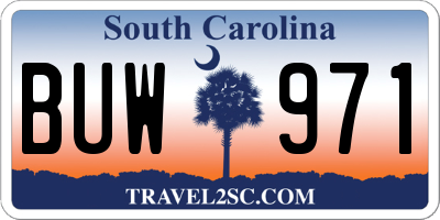 SC license plate BUW971