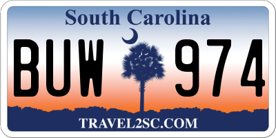 SC license plate BUW974