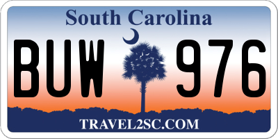 SC license plate BUW976