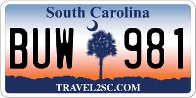 SC license plate BUW981