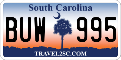 SC license plate BUW995
