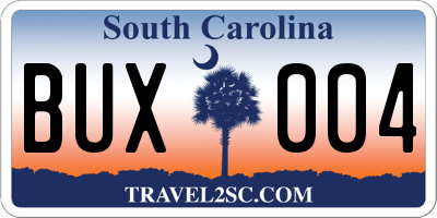 SC license plate BUX004