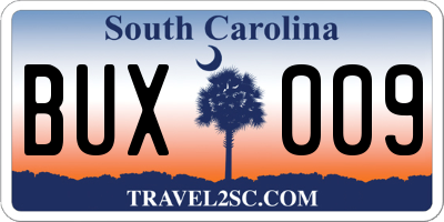 SC license plate BUX009
