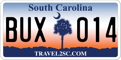 SC license plate BUX014