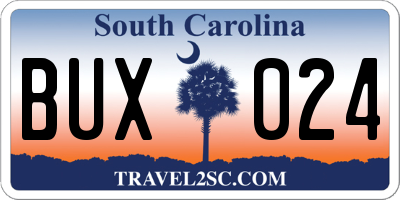 SC license plate BUX024