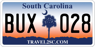 SC license plate BUX028