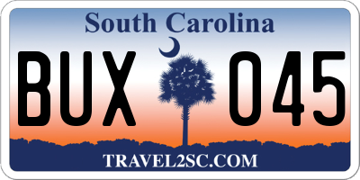 SC license plate BUX045