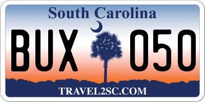SC license plate BUX050