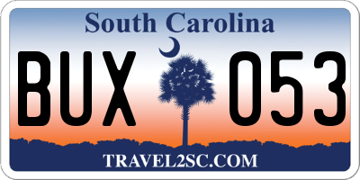 SC license plate BUX053