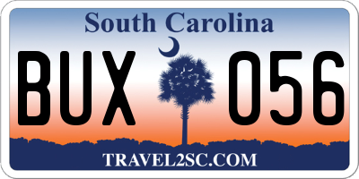 SC license plate BUX056