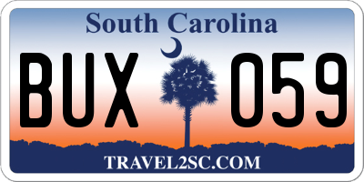SC license plate BUX059