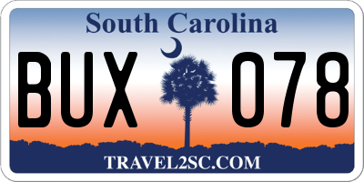 SC license plate BUX078