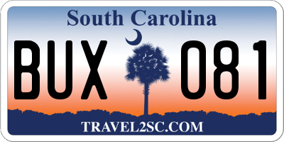SC license plate BUX081