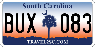 SC license plate BUX083