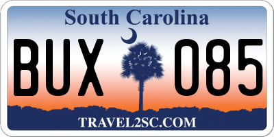 SC license plate BUX085