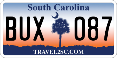SC license plate BUX087