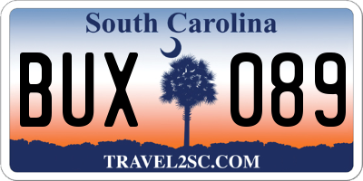 SC license plate BUX089