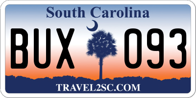 SC license plate BUX093