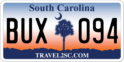 SC license plate BUX094