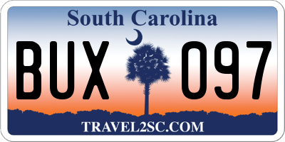 SC license plate BUX097