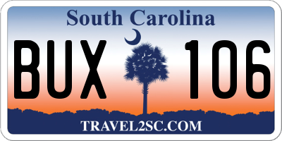 SC license plate BUX106