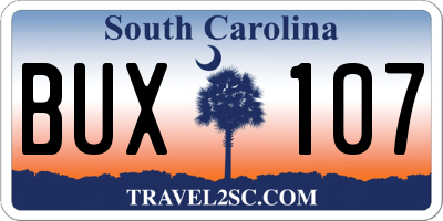 SC license plate BUX107