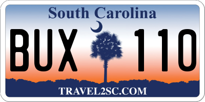 SC license plate BUX110