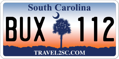 SC license plate BUX112