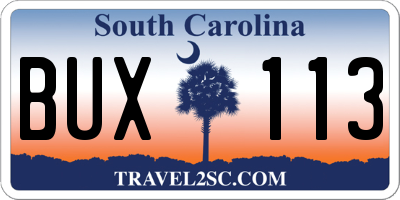 SC license plate BUX113
