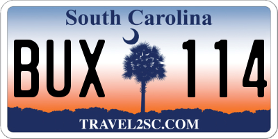 SC license plate BUX114