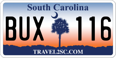 SC license plate BUX116