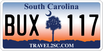 SC license plate BUX117