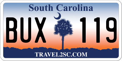 SC license plate BUX119