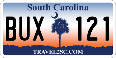 SC license plate BUX121