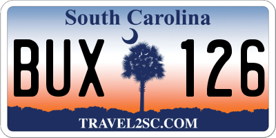SC license plate BUX126