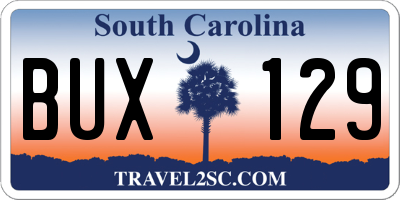 SC license plate BUX129