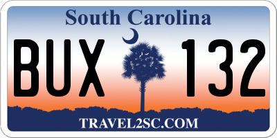 SC license plate BUX132